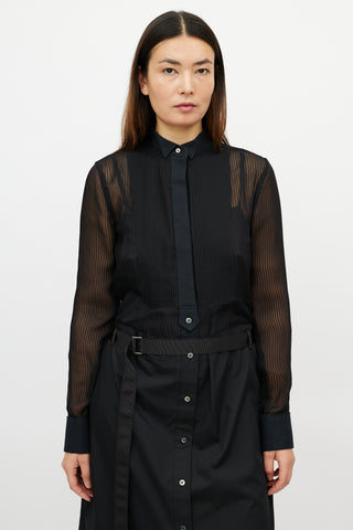 Sacai Black Belted Shirt Dress