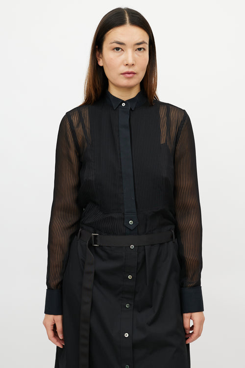 Sacai Black Belted Shirt Dress