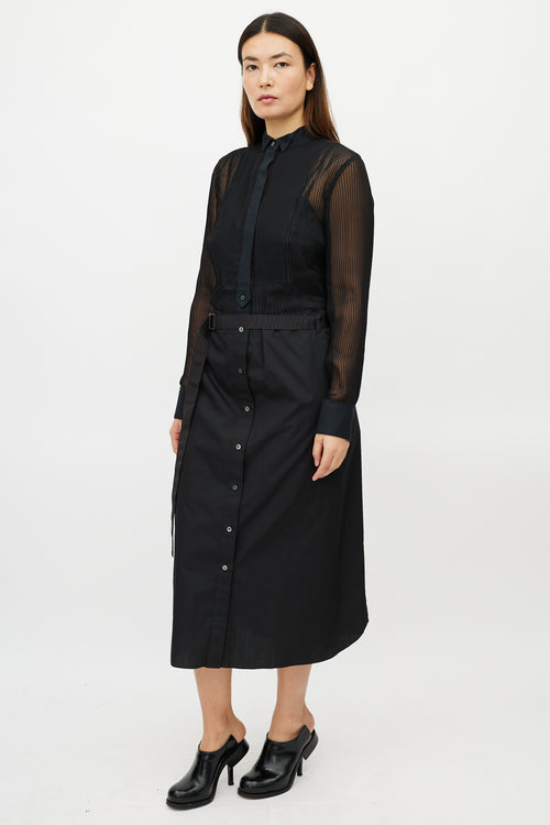 Sacai Black Belted Shirt Dress