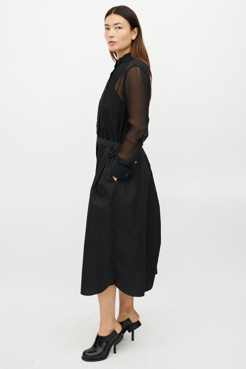 Sacai Black Belted Shirt Dress