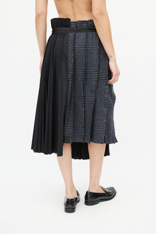 Sacai Black 
Blue Pleated Plaid Skirt