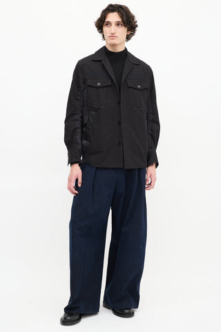 Sacai Black Cotton 
Nylon Panelled Four Pocket Shirt