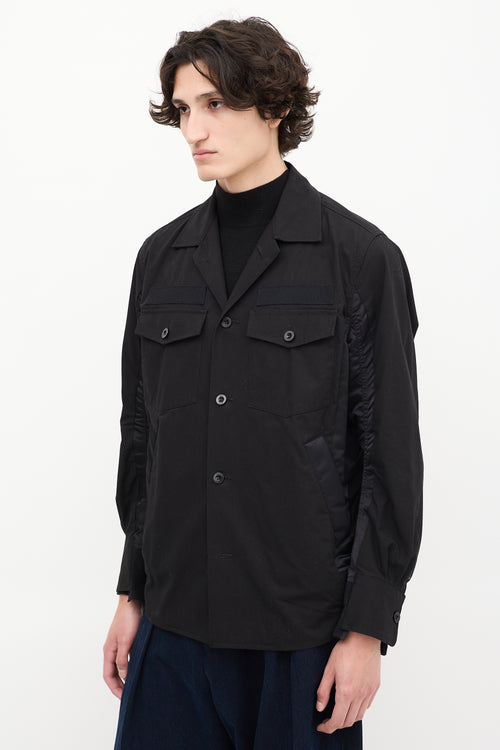 Sacai Black Cotton 
Nylon Panelled Four Pocket Shirt