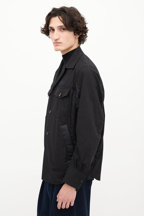 Sacai Black Cotton 
Nylon Panelled Four Pocket Shirt