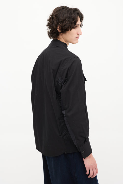 Sacai Black Cotton 
Nylon Panelled Four Pocket Shirt