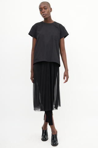 Sacai Black Lace Up Back Top