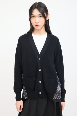 Sacai Black 
Multi Knit Pleated Cardigan