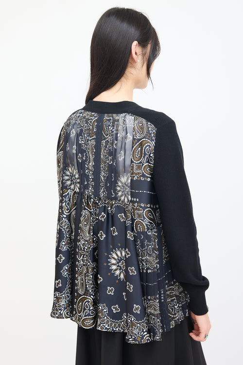 Sacai Black 
Multi Knit Pleated Cardigan