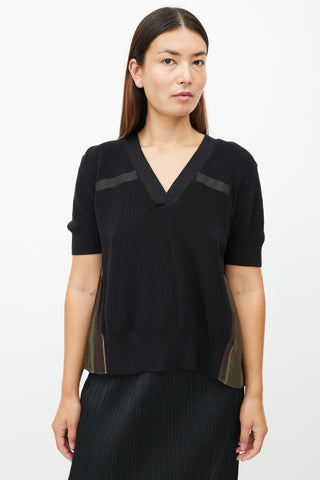 Sacai Black 
Multicolour Pleated Knit Top