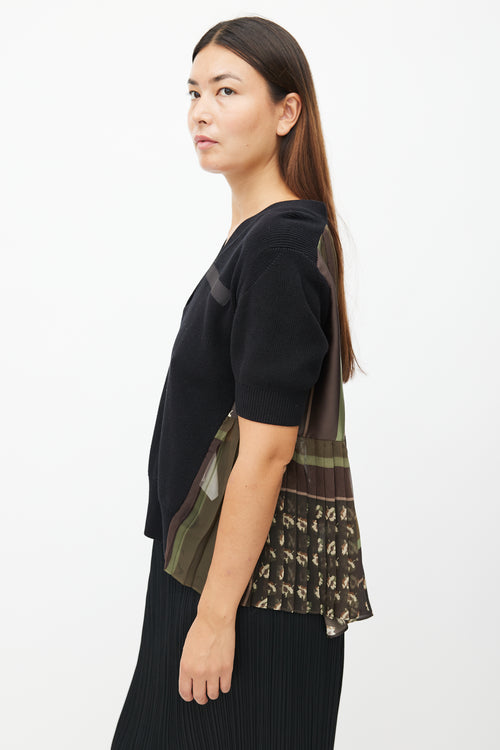 Sacai Black 
Multicolour Pleated Knit Top