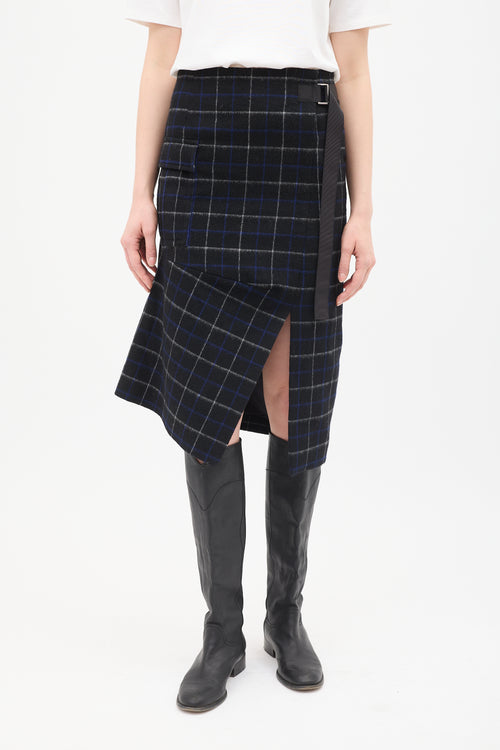 Sacai Black 
Multi Wool Windowpane Skirt