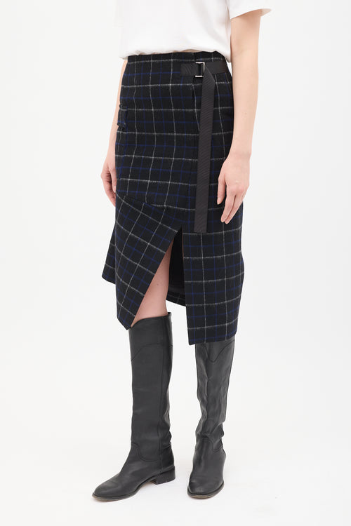 Sacai Black 
Multi Wool Windowpane Skirt