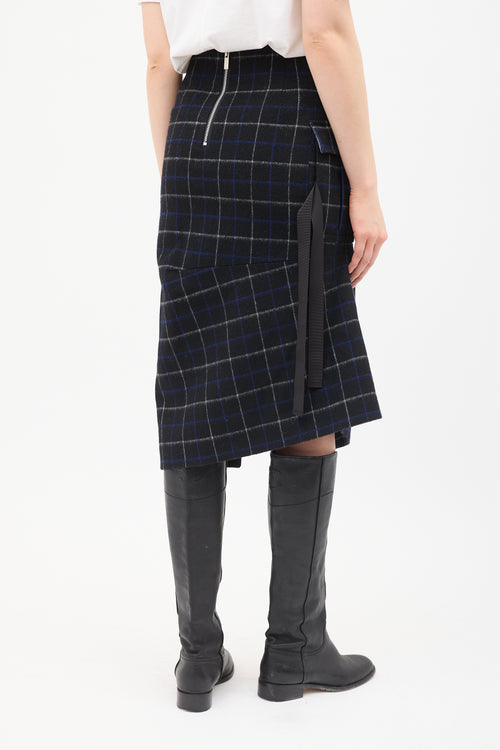 Sacai Black 
Multi Wool Windowpane Skirt