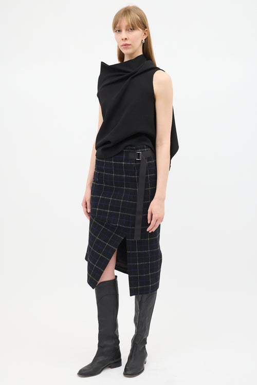 Sacai Black 
Multi Wool Windowpane Skirt