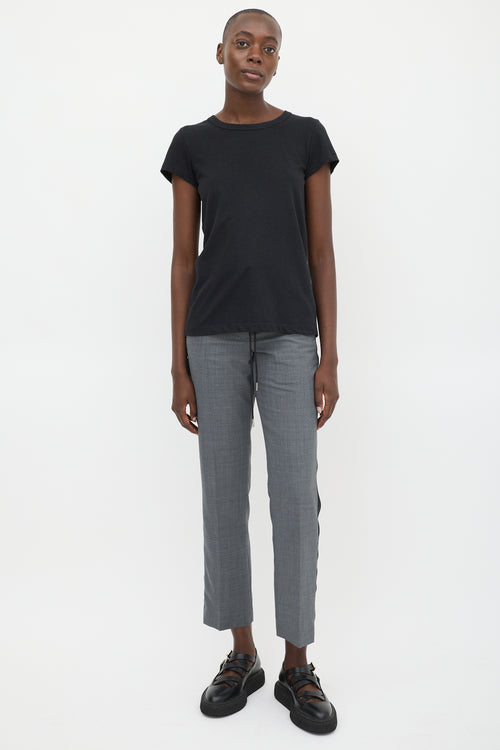 Sacai Black 
Navy Insert Lace Up T-Shirt