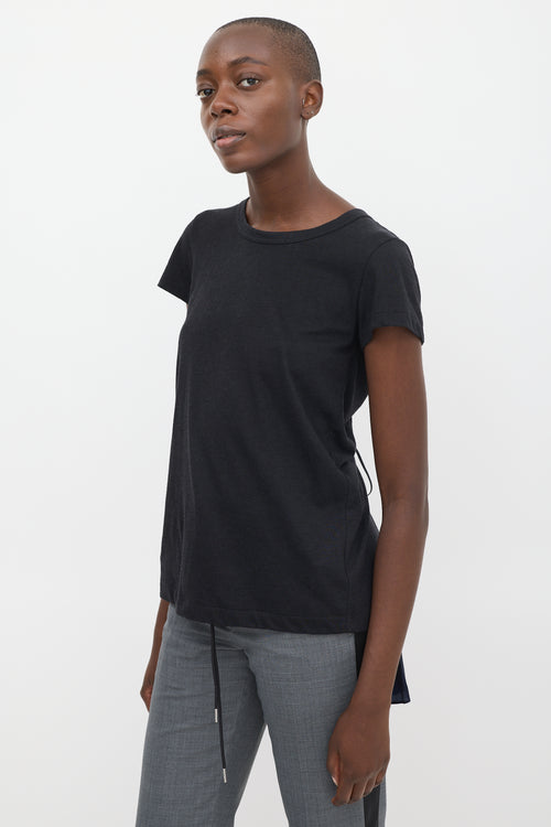 Sacai Black 
Navy Insert Lace Up T-Shirt