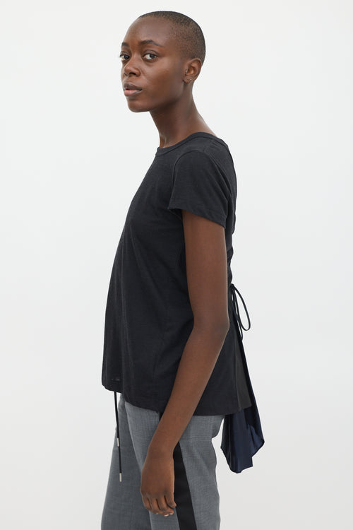 Sacai Black 
Navy Insert Lace Up T-Shirt