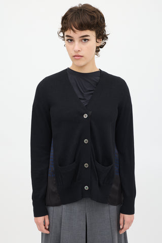 Sacai Black 
Navy Knit Pleated Cardigan