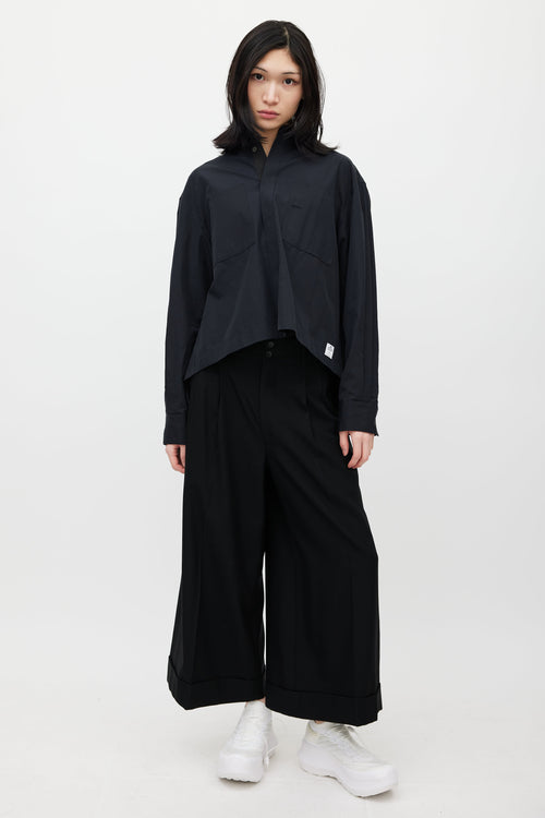 Sacai Black Pleated Shirt