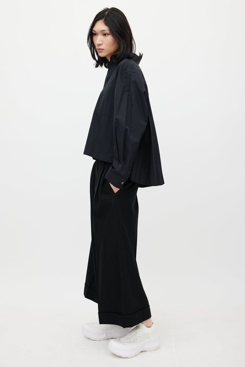 Sacai Black Pleated Shirt