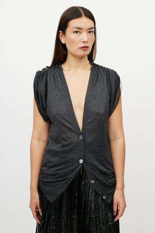 Sacai Black Silk Mesh Chain Cardigan