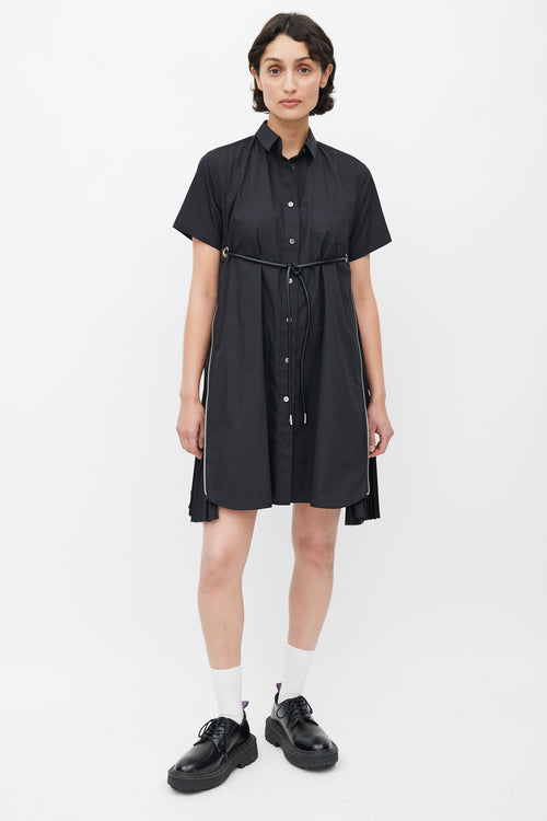 Sacai Black Zip Pleated Drawstring Dress