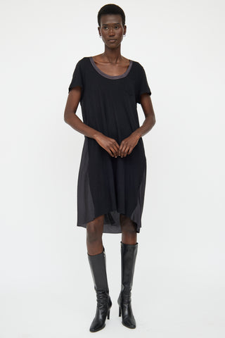 Sacai Black 
Grey Mixed Media T-Shirt Dress