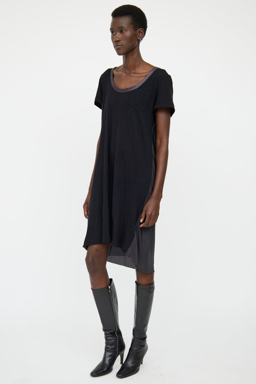 Sacai Black 
Grey Mixed Media T-Shirt Dress