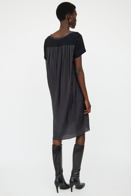 Sacai Black 
Grey Mixed Media T-Shirt Dress