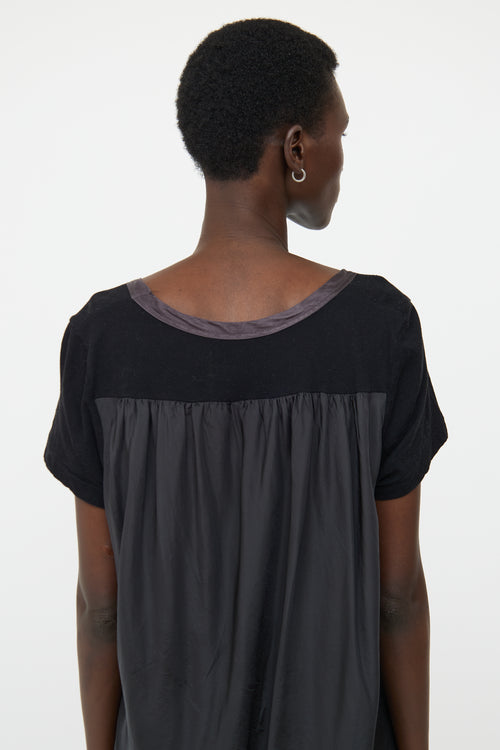 Sacai Black 
Grey Mixed Media T-Shirt Dress