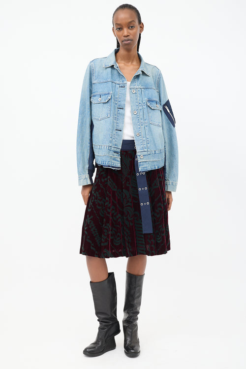 Sacai Blue Panelled Bomber 
Denim Jacket