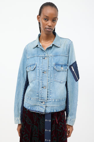 Sacai Blue Panelled Bomber 
Denim Jacket