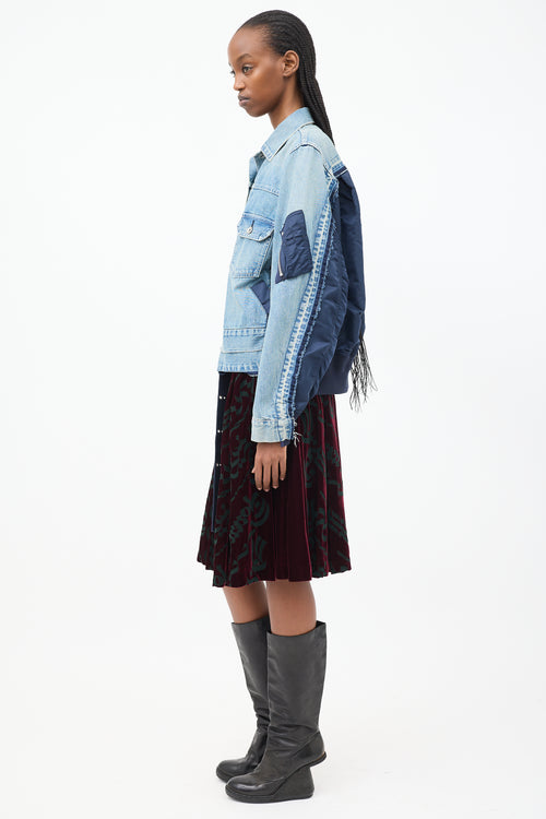 Sacai Blue Panelled Bomber 
Denim Jacket