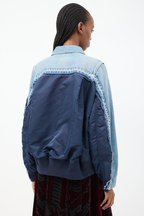 Sacai Blue Panelled Bomber 
Denim Jacket