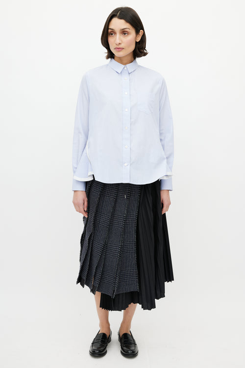 Sacai Blue Poplin Zip Shirt