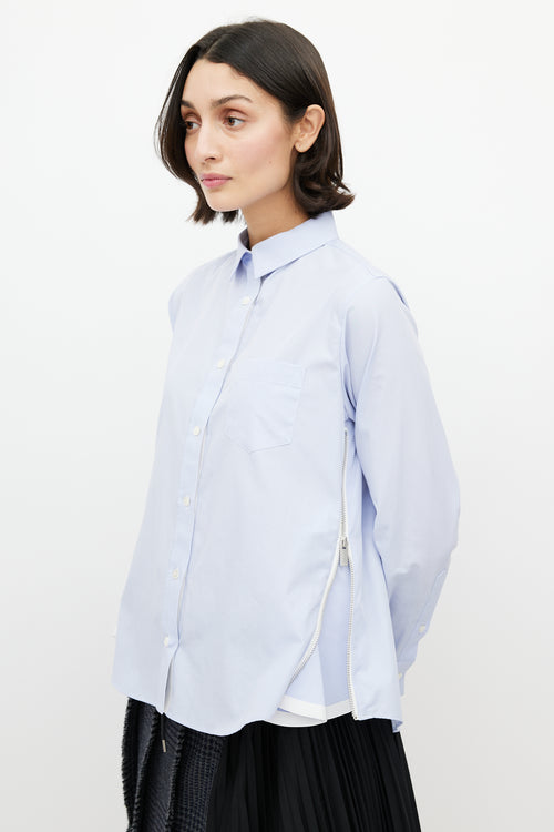 Sacai Blue Poplin Zip Shirt