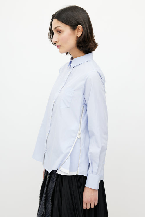 Sacai Blue Poplin Zip Shirt