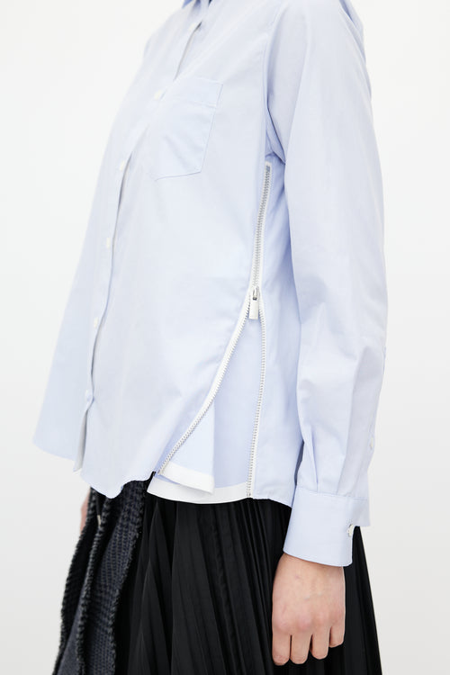 Sacai Blue Poplin Zip Shirt