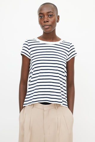 Sacai Blue 
White Stripe T-Shirt