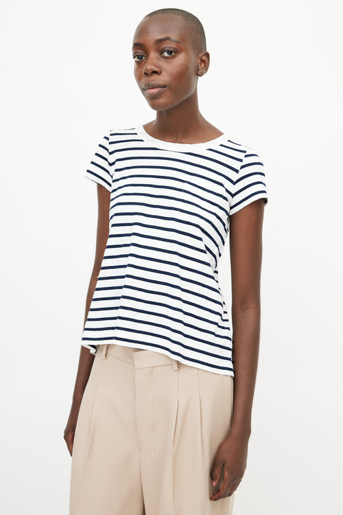 Sacai Blue 
White Stripe T-Shirt