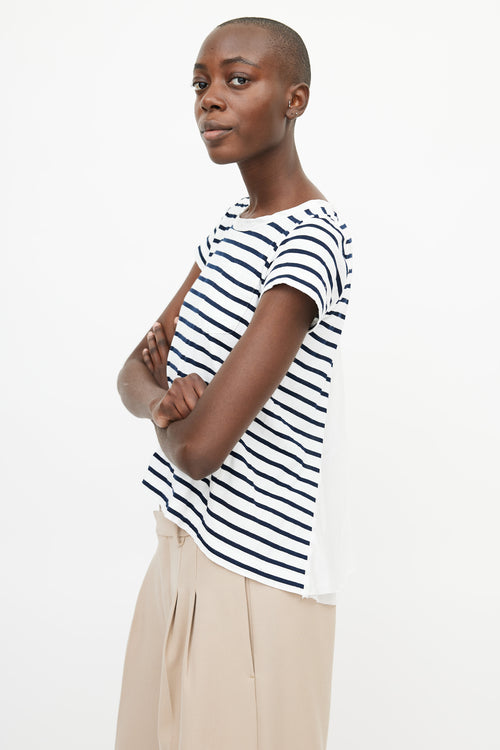 Sacai Blue 
White Stripe T-Shirt