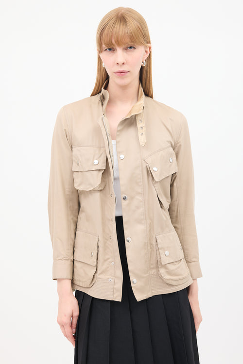 Sacai Brown Cotton 
Silk Belted Safari Jacket