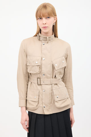 Sacai Brown Cotton 
Silk Belted Safari Jacket