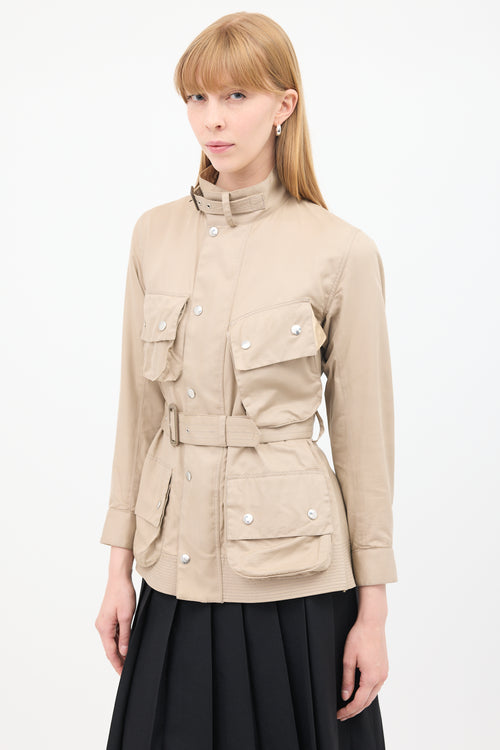 Sacai Brown Cotton 
Silk Belted Safari Jacket