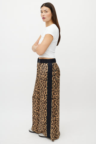 Sacai Brown 
Navy Patterned Wide Leg Trouser