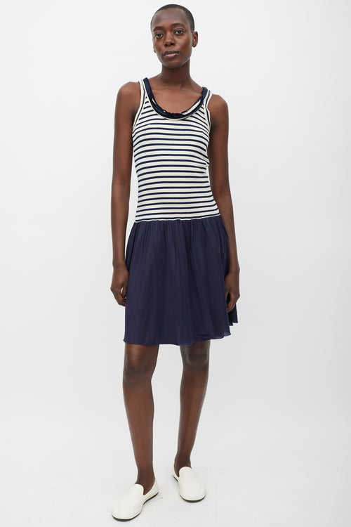 Sacai Cream 
Navy Striped Fringe Dress