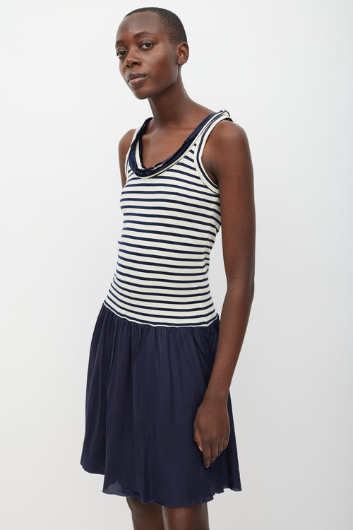 Sacai Cream 
Navy Striped Fringe Dress