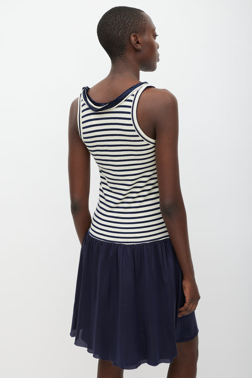 Sacai Cream 
Navy Striped Fringe Dress