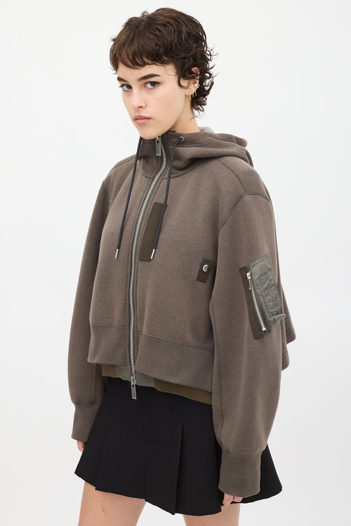 Sacai Green Hooded Bomber Jacket