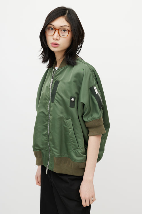 Sacai Green Short Sleeve Bomber Jacket